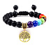 Chakra-Armband Lebensbaum + Onyx, Naturstein, handgestrickt, größenverstellbar, 8 mm Kugel, Lebenskraftstein