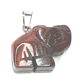 Jaspis Elefant Anhänger Naturstein, handgeschliffene Figur 1,8 x 2,5 x 8 mm, Stein der positiven Energie