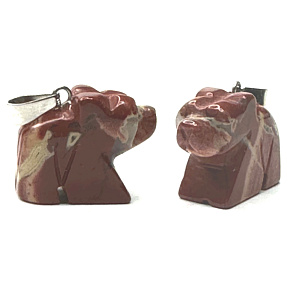 Jaspis Bär Anhänger Naturstein, handgeschliffene Figur 1,8 x 2,5 x 8 mm, Stein der positiven Energie