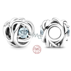 Charme Sterling Silber 925 Infinity Kreis der Ewigkeit März Wasser blau, Perle für Armband