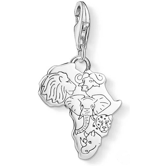 Charms Sterling Silber 925 Afrika, 5 Kontinente in Form von Herrschern des Tierreichs, Karabinerverschluss Anhänger am Reisearmband