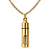 Urnen-Gedenkanhänger, Hohlrohr, wasserdicht, Edelstahl, Gold 12,6 mm x 43 mm + Kette 60 cm