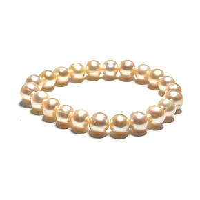 Perle aprikosenfarbenes elastisches Armband, natürlich, Kugel 9 mm / 16 - 17 cm, Symbol der Weiblichkeit, bringt Bewunderung