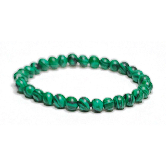 Malachit-Armband elastisch, Kugel 6 mm / 16 - 17 cm, Wunschstein
