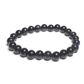 Goldstein blau Avanturin Armband elastisch, Kugel 8 mm / 16-17 cm, Stein der Ambition