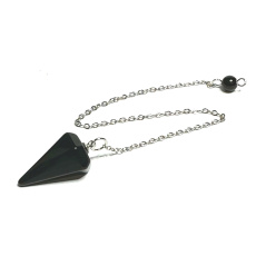 Obsidian Pendel Naturstein 2,5 cm + 18 cm Kette mit Perle, Rettungsstein