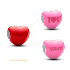 Charms Sterling Silber 925 Thermo - Herz Farbwechsel und Inschrift, Perle am Armband Liebe
