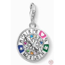 Charm Sterling Silber 925 Rad des Schicksals - Ewiger Kreis des Lebens, Karabinerhaken Anhänger am Armband Symbol