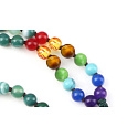 108 Mala 7 Chakra Halskette, Achat grün Meditationsschmuck, Naturstein, elastisch, Quaste 8 cm, Perle 6 mm