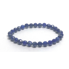Lapislazuli Facettenarmband elastisch Naturstein, Kugel 5 - 6 mm / 16 - 17 cm, Harmonie Stein