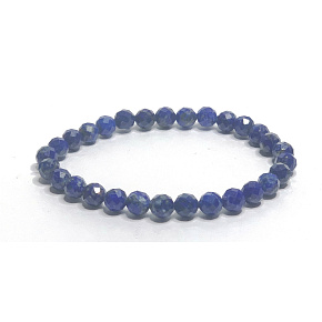 Lapislazuli Facettenarmband elastisch Naturstein, Kugel 5 - 6 mm / 16 - 17 cm, Harmonie Stein