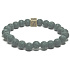 Lava dunkelgrün mit königlichem Mantra Om, Armband elastischer Naturstein, Kugel 8 mm / 16-17 cm, geboren aus den vier Elementen