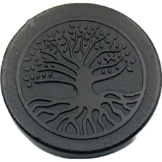 Shungit Gravierter Lebensbaum Aufkleber für Mobiltelefon EMF-Schutz, 5G-Schutz, Strahlenschutz 3 cm