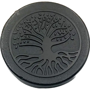 Shungit Gravierter Lebensbaum Aufkleber für Mobiltelefon EMF-Schutz, 5G-Schutz, Strahlenschutz 3 cm