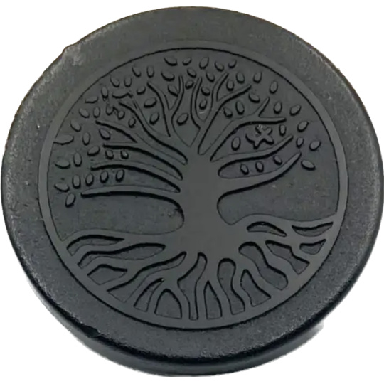 Shungit Gravierter Lebensbaum Aufkleber für Mobiltelefon EMF-Schutz, 5G-Schutz, Strahlenschutz 3 cm