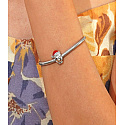 Charms Sterling Silber 925 Eule mit Weihnachtsmannmütze, Perle für Armband Weihnachten