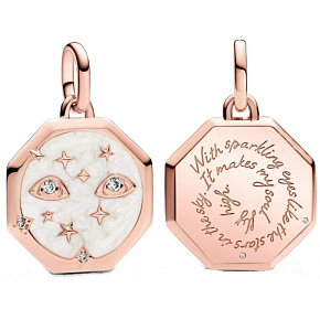 Charms Sterling Silber 925 Funkelnde Augen - Mini Medaillon, Armband Anhänger Symbol