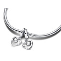 Charms Sterling Silber 925 Herzen miteinander verbunden 2in1, Liebesarmband Anhänger