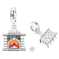 Charm Sterlingové stříbro 925 Teplo domova, krb – klid, bezpečí a návrat k sobě přívěsek na náramek rodina
