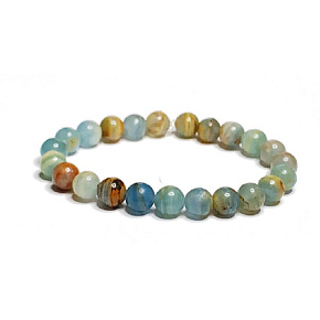 Calcit multi Argentinisches Armband elastischer Naturstein, Kugel 8 mm / 16 - 17 cm, Intuitionsstein