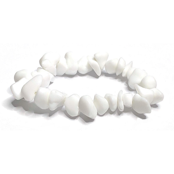 Achat weiß Armband elastisch natürlichen gehackten Stein, 19 cm, bietet Ruhe und Frieden