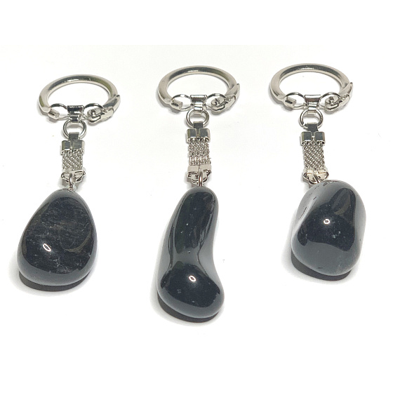 Obsidian Schlüsselanhänger Naturstein ca. 10 cm 1 Stück, Rettungsstein