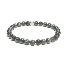 Hawk Eye Armband elastischer Naturstein, Kugel 6 mm / 16-17 cm, Stein der Weisen Ahnen