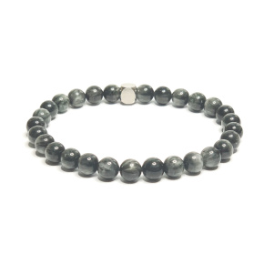 Hawk Eye Armband elastischer Naturstein, Kugel 6 mm / 16-17 cm, Stein der Weisen Ahnen