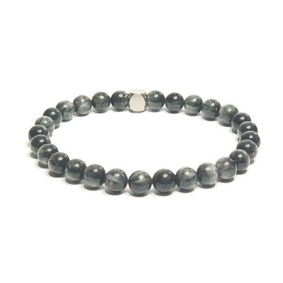 Hawk Eye Armband elastischer Naturstein, Kugel 6 mm / 16-17 cm, Stein der Weisen Ahnen