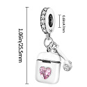 Sterling Silber 925 Airpods Kopfhörer mit rosa Herz, 2in1-Anhänger Armband Interessen