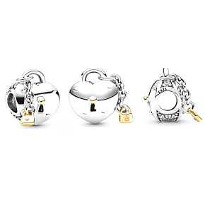 Sterling Silber 925 Herz und Schloss, Perle auf Liebesarmband