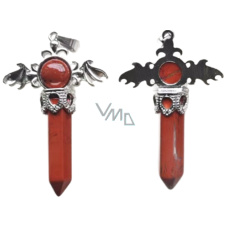 Jaspis-Kreuz aus Legierung und Naturstein 5,3 x 3,7 x 12 mm Jaspis-Kreuz aus Legierung und Naturstein 5,3 x 3,7 x 12 mm