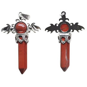 Jaspis-Kreuz aus Legierung und Naturstein 5,3 x 3,7 x 12 mm