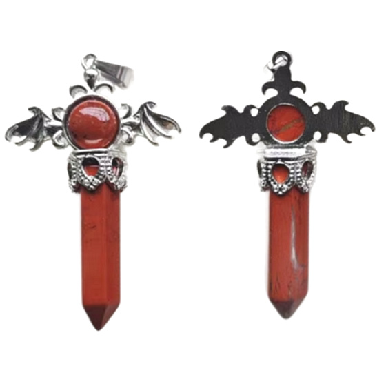 Jaspis-Kreuz aus Legierung und Naturstein 5,3 x 3,7 x 12 mm