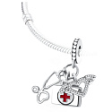 Charm Lékařský hrdina – srdce, péče a odvaha pomáhat, přívěsek na náramek, zaměstnání