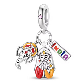 Charm Indien Ganesha und Namasté – 3-in-1-Symbol für Glück, Schutz und eine Erinnerung an das Land der Farben | Anhänger für Reisearmband Charm Indien Ganesha und Namasté – 3-in-1-Symbol für Glück, Schutz und eine Erinnerung an das Land der Farben | Anhänger für Reisearmband