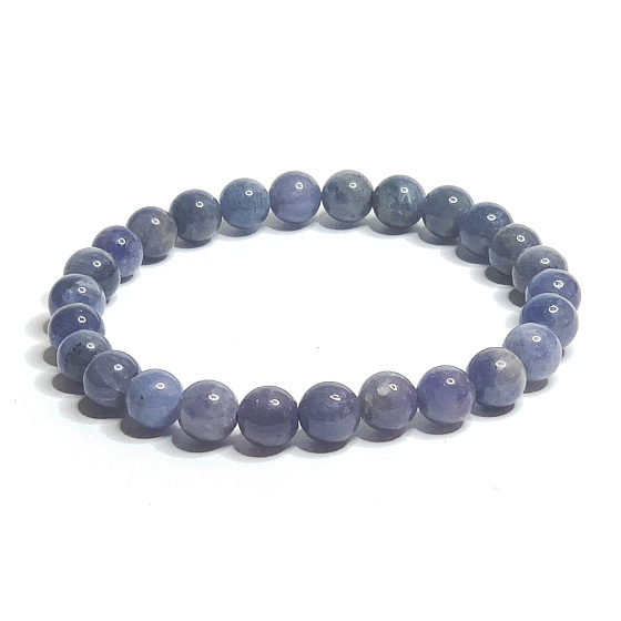 Tansanit Armband elastisch Naturstein, Kugel 7 - 7,5 mm / 16 - 17 cm
