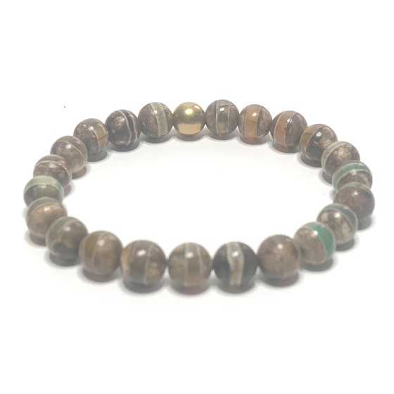 Achat tibetisches Armband elastischer Naturstein, Kugel 8 mm / 16 - 17 cm