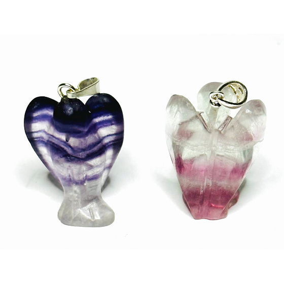 Fluorit Engel Schutzengel Anhänger Naturstein, handgeschliffen 2,6 cm, Stein der Genies