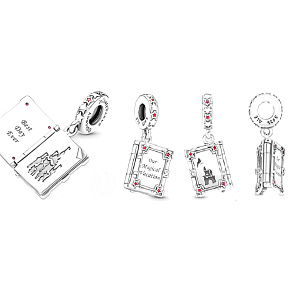 Charm Sterling Silber 925 Disney Magic Holiday Book, aufklappbares Filmarmband Charm