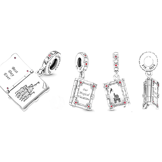 Charm Sterling Silber 925 Disney Magic Holiday Book, aufklappbares Filmarmband Charm