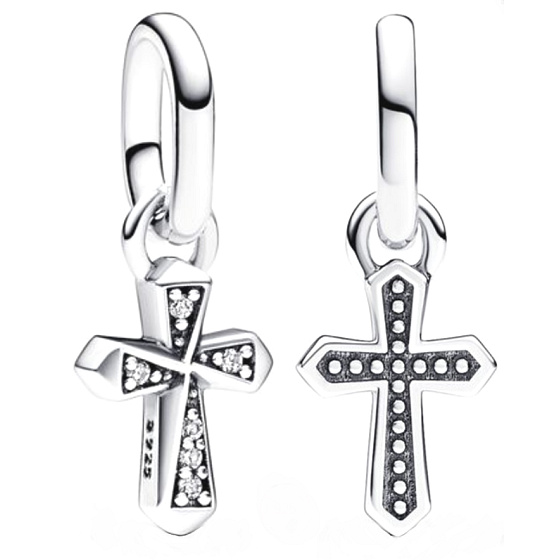 Charms Sterling Silber 925 Kreuz - Mini Medaillon, Armband Anhänger Symbol