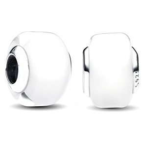 Charme Sterling Silber 925 Weiß Murano Glasperle auf Armband Symbol