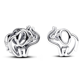 Charms Sterling Silber 925 Beeindruckende Elefantenperle am Tierarmband