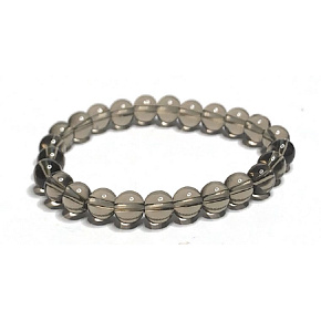 Quarz Smoke Armband elastisch Naturstein, Kugel 8 mm / 16-17 cm, die perfekte Heiler