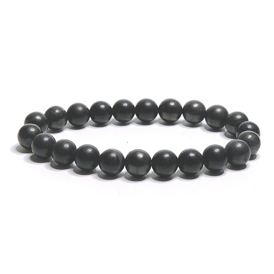 Shungit Armband elastischer Naturstein, Kugel 8 mm / 16 - 17 cm, Stein des Lebens