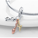 Sterling Silber 925 Harry Potter - Brille, Nimbus 2000 und Blitz, 3in1-Anhänger-Armband