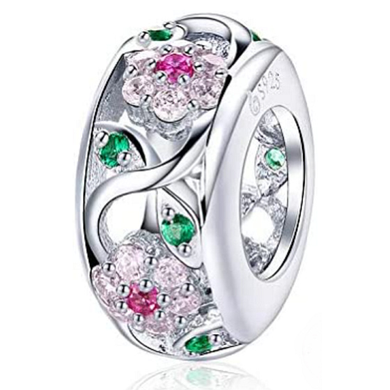 Sterling Silber 925 Blühende Natur, Naturarmband Perle
