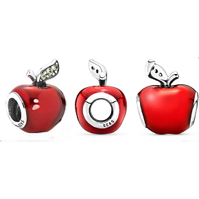 Charme Sterling Silber 925 Disney Schneewittchen Apfel Perle auf Lebensmittel Armband Charme Sterling Silber 925 Disney Schneewittchen Apfel Perle auf Lebensmittel Armband