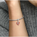Charm Sterling Silber 925 Zwei herzförmige Lutscher - Sweet Christmas, Anhänger für Armband